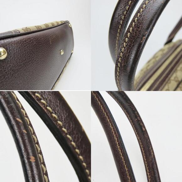 GUCCI Authentic Brown Leather Boston Bag Hobos